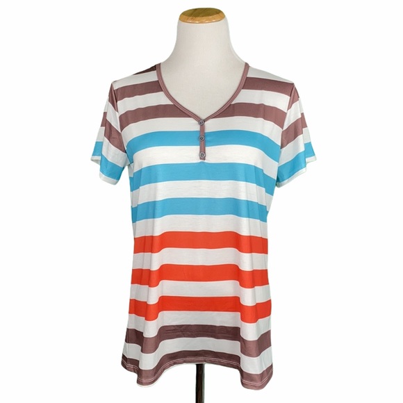 Striped V-Neck Tee - Picture 1 of 9
